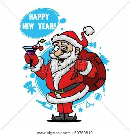 Santa with a glass of wine
