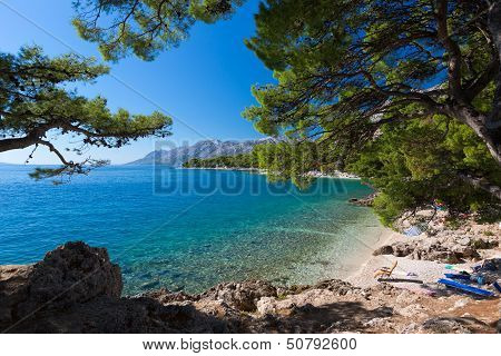 Bay at Croatian beach at a sunny day, Brela, Croatia