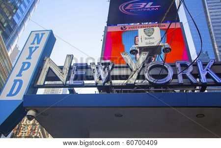 Famous NYPD Times Square Precinct and Security Cameras in Midtown Manhattan