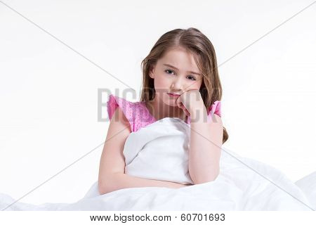 Adorable Thoughtful Little Girl.