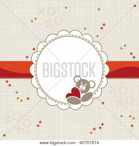 teddy bear with a heart on round frame