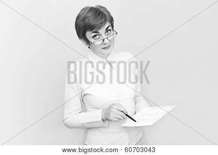 Woman with a notebook