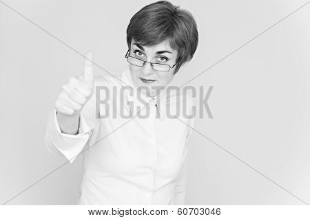 Woman with a thumb up