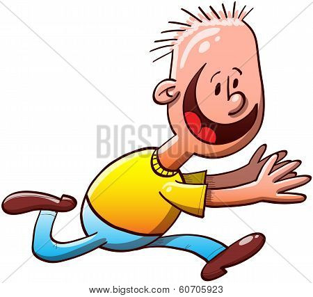 Boy running animatedly