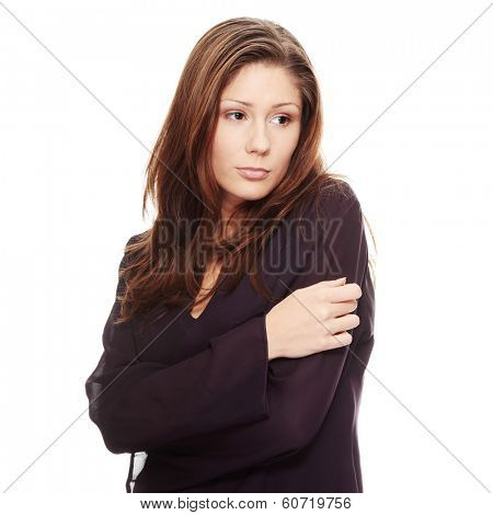 Young beautiful woman with depression, iolated 