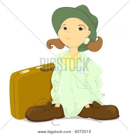 Das kleine Mädchen in ihr Papa Kleidung. Vektor-illustration