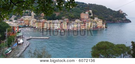 Sea Dock And Colored Houses. Portofino