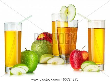 Fresh Apple Juices In Highball Glasses