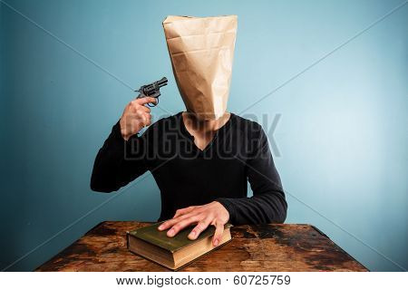 Man With Bible Comitting Suicide