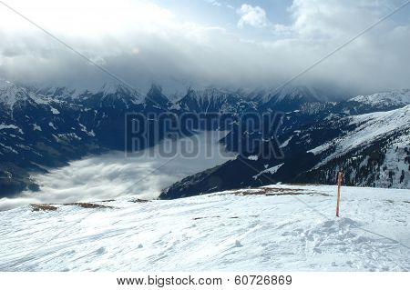 Zillertal Valley In Alps In Winter