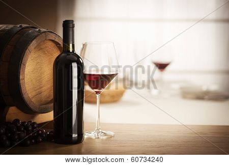 Wine Glass And Bottle Still Life