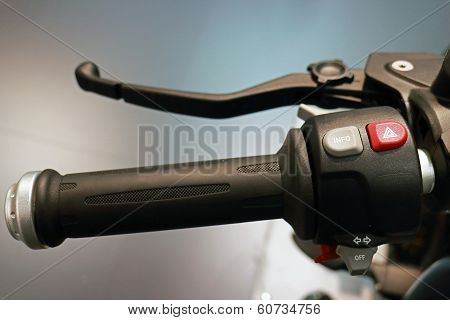 Motorcycle Steering Wheel Closeup