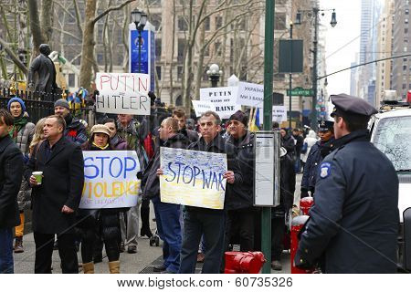 Marching uptown with signs