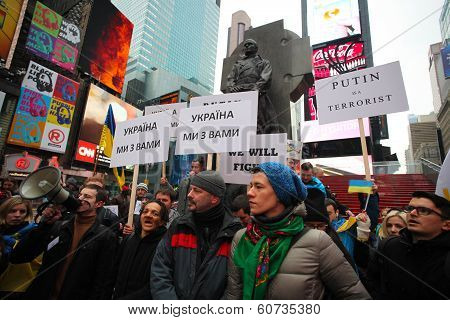 Signs & rally in Times Square