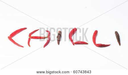Hot Chili On White Background , Text