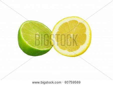 Fresh lime and lemon isolated
