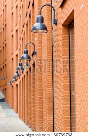 Frontage Of Modern Red Brick  Building.