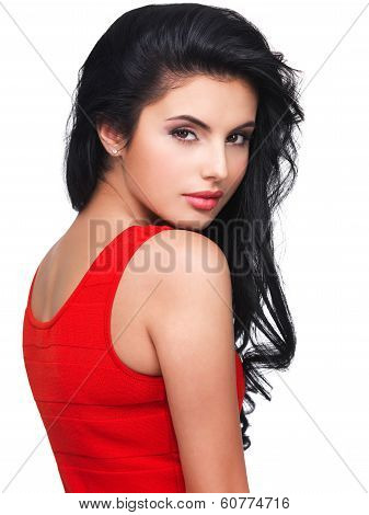 Portrait  Of  Young Woman In Red Dress