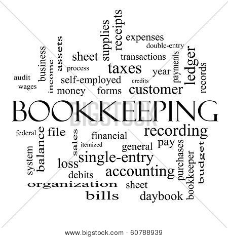 Bookkeeping Word Cloud Concept In Black And White