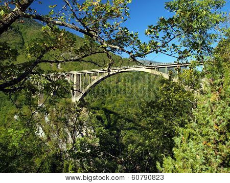 Bridge Construction. Durdevica Tara Arc Bridge In The Mountains, North Of Montenegro.