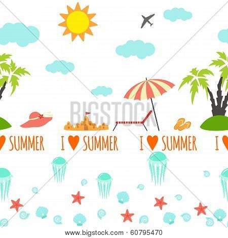 Horisontal Summer Seamless Pattern For Trip.