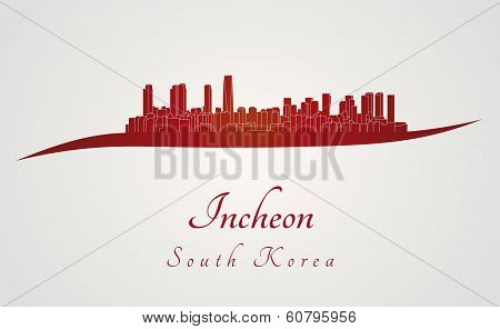 Incheon Skyline In Red