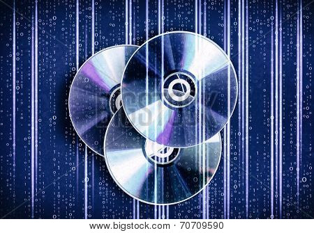 Conceptual image with CD disk and binary code