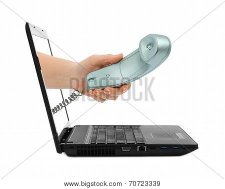 Notebook And Hand With Phone