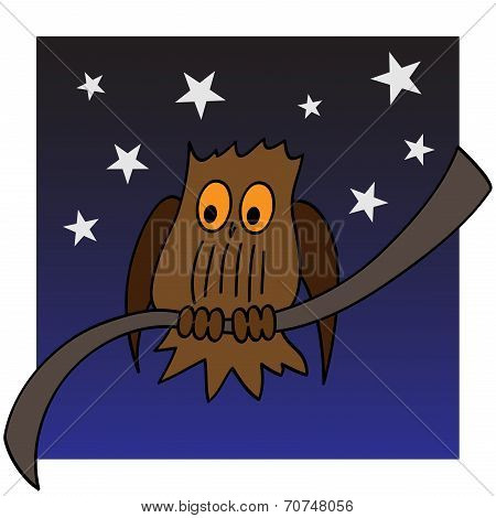 Illustration Of An Owl On A Branch