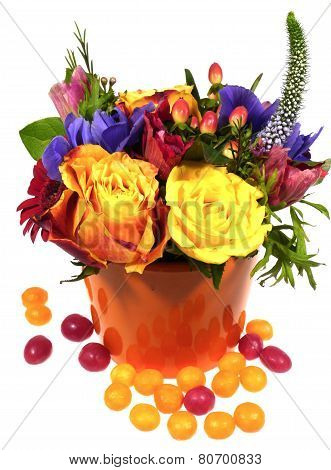 An isolated  bright bouquet with yellow roses