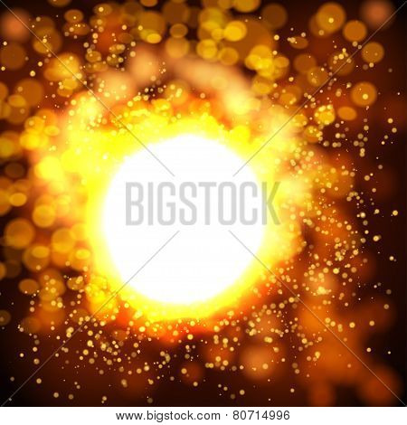 Explosion bokeh gold background .