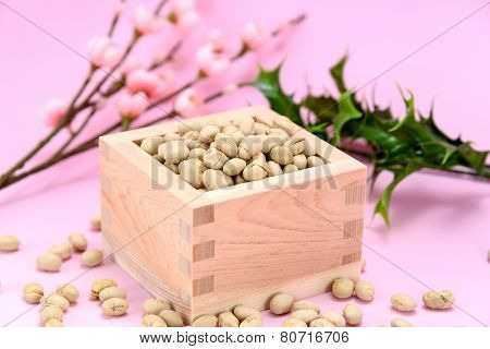Roasted Soybeans And Holly And Plum Blossoms.