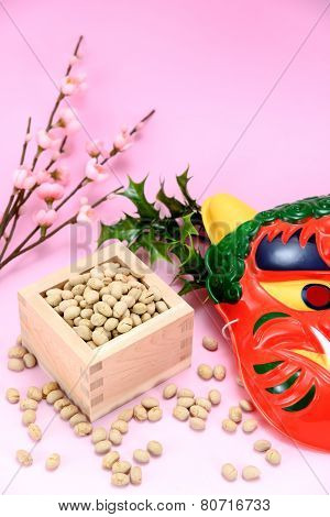 Roasted Soybeans And Holly And Plum Blossoms.