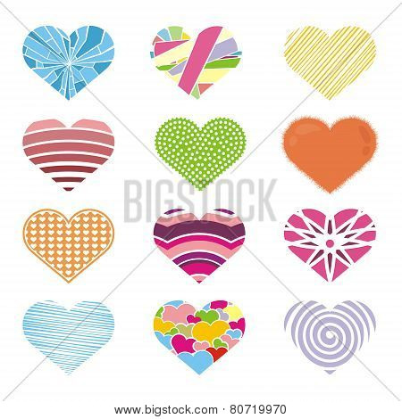 set of grunge hearts, vector illustration