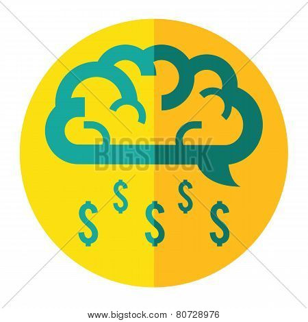 brain cloud make money rain business icon vector