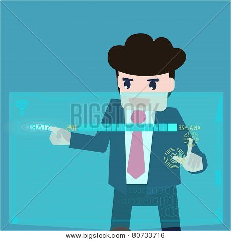 Business Men Are Analyzed At A Computer Screen
