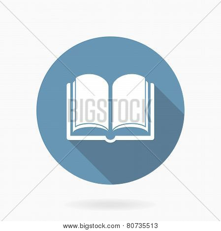 Vector Book Icon With Flat Design. Blue and White Colors