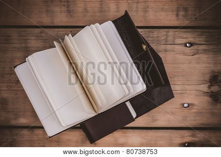 Top View On Leather Notebook