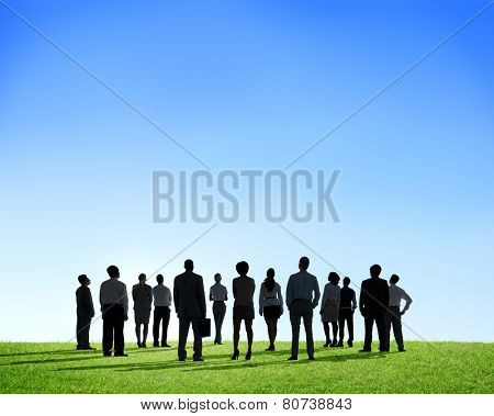 Business People Silhouette Outdoors The Way Forward Vision