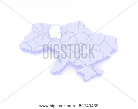 Map of Zhytomyr region. Ukraine. 3d