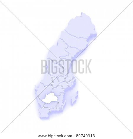 Map of Jonkoping. Sweden. 3d