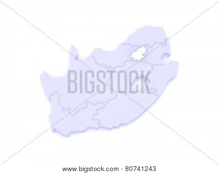 Map of Gauteng (Johannesburg). South Africa. 3d