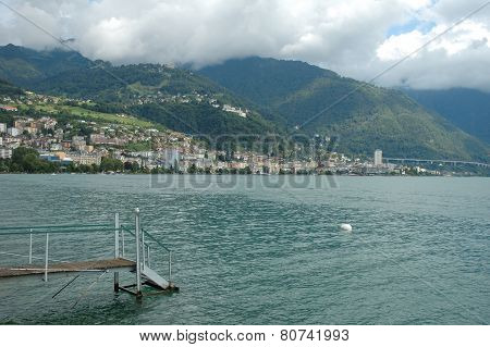 Montreux At Geneve Lake In Switzerland