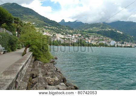 Montreux At Geneve Lake In Switzerland