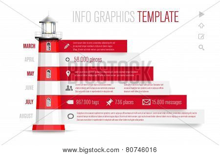 Infographics Template With Red-white Lighthouse