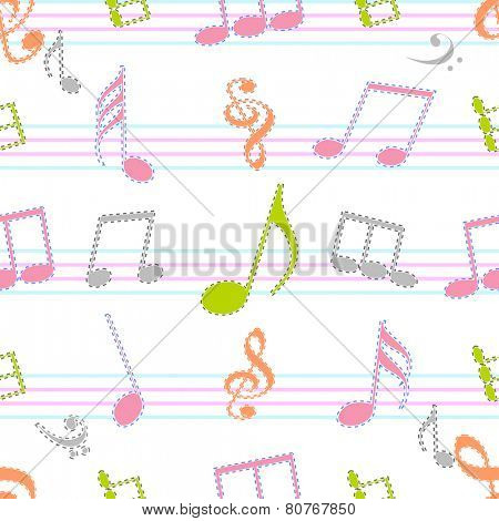 Colorful musical sign with seamless pattern.