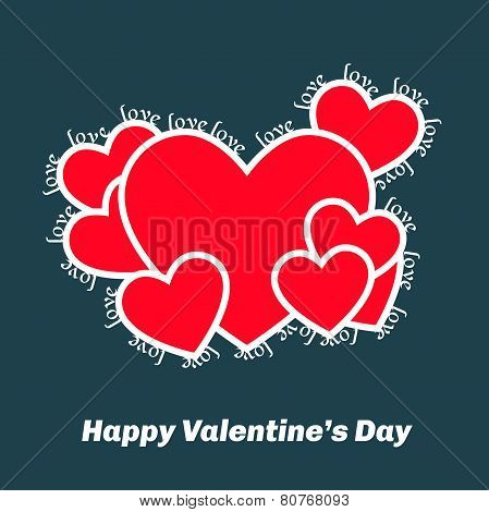 Red Hearts With Text Contour.