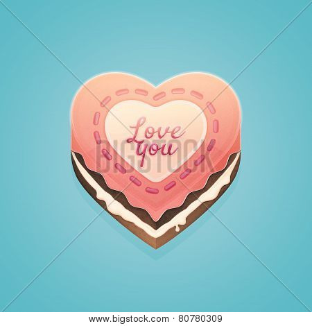 Valentines day, heart shaped cake