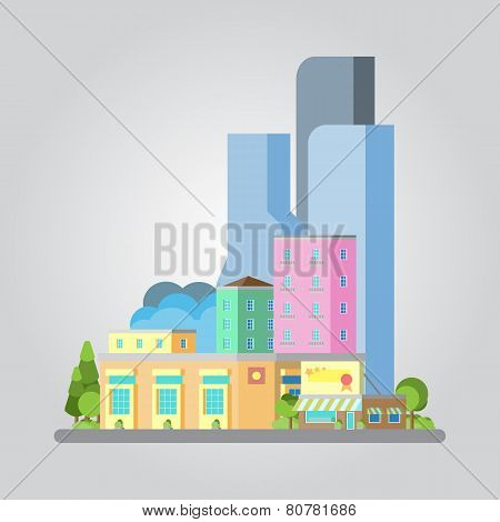 Modern Flat Design Cityscape Illustration