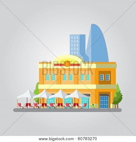Flat Design Of Colorful Cityscape